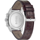 Hugo Boss Skytraveller Chronograph Blue Dial Brown Leather Strap Watch for Men - 1514194 Authentic Buy Shop Now