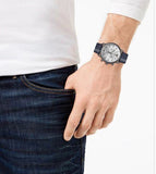 Emporio Armani Aviator Silver Dial Two Tone Leather Strap Watch for Men - AR11202 Authentic Buy Shop Now