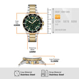 Emporio Armani World Explorer Chronograph Green Dial Two Tone Steel Strap Watch for Men - AR11695 Authentic Buy Shop Now