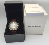 Emporio Armani Retro Chronograph Brown Dial Brown Leather Strap Watch for Men - AR1755 Authentic Buy Shop Now