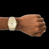 Emporio Armani Elegant Chronograph Cream Dial Two Tone Steel Strap Watch for Men - AR11605 Authentic Buy Shop Now