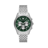 Emporio Armani Antonio Chronograph Green Dial Silver Steel Strap Watch for Men - AR11581 Authentic Buy Shop Now