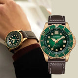 Citizen Mechanical Automatic Green Dial Brown Leather Strap Watch for Men - NJ0173-18X Authentic Buy Shop Now
