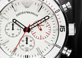 Emporio Armani Sportivo Chronograph White Dial White Rubber Strap Watch for Men - AR5947 Authentic Buy Shop Now
