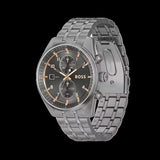 Hugo Boss Skytraveller Chronograph Gunmetal Grey Dial Grey Steel Strap Watch for Men - 1514153 Authentic Buy Shop Now