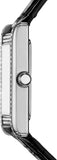 Emporio Armani Two Hand Crystals Silver Dial Black Leather Strap Watch for Women - AR11623 Authentic Buy Shop Now