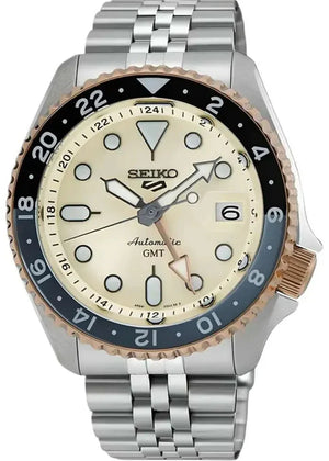 Seiko 5 GMT Sport Asia Exclusive Limited Edition Off White Dial Silver Steel Strap Watch for Men - SSK046K1 Authentic Buy Shop Now
