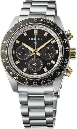 Seiko Prospex Speedtimer Solar Chronograph Black Dial Silver Steel Strap Watch for Men - SSC941 Authentic Buy Shop Now