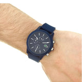 Lacoste 12.12 Chronograph Blue Dial Blue Silicon Strap Watch for Men - 2010970 Authentic Buy Shop Now