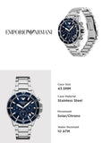Emporio Armani World Explorer Chronograph Blue Dial Silver Steel Strap Watch for Men - AR11681 Authentic Buy Shop Now