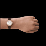 Emporio Armani Mia Mother of Pearl Dial Black Leather Strap Watch for Women - AR11598 Authentic Buy Shop Now