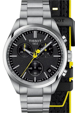Tissot PR 100 Tour De France Chronograph Black Dial Silver Steel Strap Watch for Men - T150.417.11.051.00 Authentic Buy Shop Now