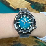 Seiko 5 Sports Automatic Turquoise Dial Grey Steel Strap Watch for Men - SRPC65J1 Authentic Buy Shop Now