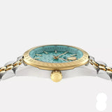 Versace V-Code Analog Turquoise Dial Two Tone Steel Strap Watch for Women - VE8I00524 Authentic Buy Shop Now