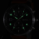 Hugo Boss Skytraveller Chronograph Black Dial Blue Leather Strap Watch for Men - 1514161 Authentic Buy Shop Now
