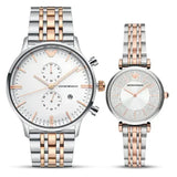 Emporio Armani Gianni T Bar Silver Dial Two Tone Steel Strap Watch for Women - AR11537 Authentic Buy Shop Now