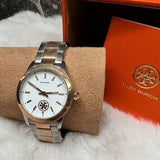 Tory Burch Collins White Dial Two Tone Steel Strap Watch for Women - TBW1305 Authentic Buy Shop Now