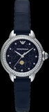 Emporio Armani Mia Moonphase Blue Dial Blue Leather Strap Watch for Women - AR11629 Authentic Buy Shop Now
