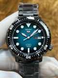 Seiko 5 Sports Automatic Turquoise Dial Grey Steel Strap Watch for Men - SRPC65J1 Authentic Buy Shop Now