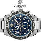 Versace Greca Dome Chronograph Blue Dial Silver Steel Strap Watch for Men - VE6K00323 Authentic Buy Shop Now