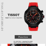 Tissot T Race Chronograph Black Dial Red Rubber Strap Watch for Men - T141.417.37.061.01 Authentic Buy Shop Now
