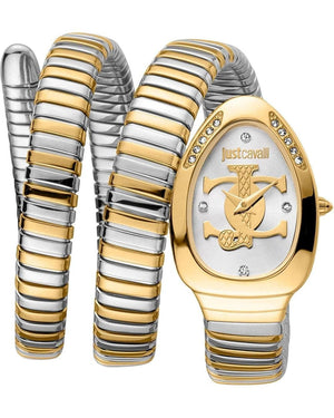 Just Cavalli Glam Evo 5 Silver Dial Two Tone Steel Strap Watch for Women - JC1L228M0065 Authentic Buy Shop Now