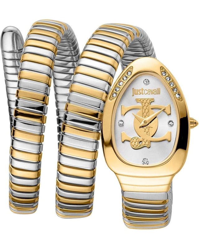 Just Cavalli Glam Evo 5 Silver Dial Two Tone Steel Strap Watch for Women - JC1L228M0065 Authentic Buy Shop Now