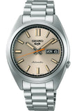 Seiko 5 Sports SNXS Series Automatic Beige Dial Silver Steel Strap Watch for Men - SRPK91K1 Authentic Buy Shop Now