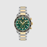 Versace Greca Dome Chronograph Green Dial Two Tone Steel Strap Watch for Men - VE6K00423 Authentic Buy Shop Now