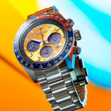 Seiko Prospex Solar Chronograph 1969 Re-interpretation Orange Dial Silver Steel Strap Watch for Men - SSC947 Authentic Buy Shop Now
