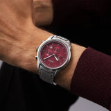 Hugo Boss Strike Red Dial Silver Steel Strap Watch for Men - 1514174 Authentic Buy Shop Now