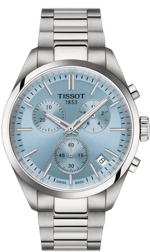 Tissot PR 100 Chronograph Light Blue Dial Silver Steel Strap Watch for Men - T150.417.11.351.00 Authentic Buy Shop Now