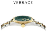 Versace V-Code Analog Green Dial Two Tone Steel Strap Watch for Women - VE8I00424 Authentic Buy Shop Now