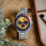 Seiko Prospex Solar Chronograph 1969 Re-interpretation Orange Dial Silver Steel Strap Watch for Men - SSC947 Authentic Buy Shop Now