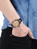 Emporio Armani Classic Beige Dial Brown Leather Strap Watch for Men - AR0645 Authentic Buy Shop Now