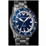 Emporio Armani cBlue Dial Silver Steel Strap Watch for Men - AR60079 Authentic Buy Shop Now