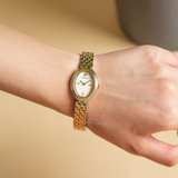 Tory Burch Oval White Dial Two Tone Steel Strap Watch for Women - TBW6033 Authentic Buy Shop Now