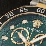 Versace Greca Dome Chronograph Green Dial Two Tone Steel Strap Watch for Men - VE6K00423 Authentic Buy Shop Now