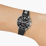 Hugo Boss Runner Chronograph Black Dial Black Silicone Strap Watch for Men - 1514141 Authentic Buy Shop Now