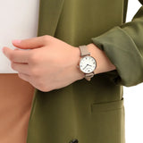 Emporio Armani Gianni T-Bar Silver Dial Beige Leather Strap Watch for Women - AR11111 Authentic Buy Shop Now