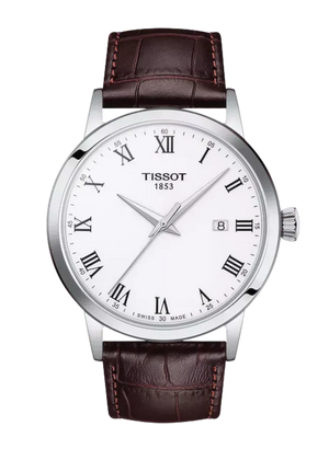 Tissot T Classic Dream Quartz White Dial Brown Leather Strap Watch for Men - T129.410.16.013.00 Authentic Buy Shop Now