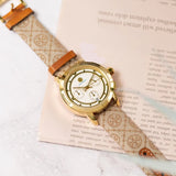 Tory Burch The Tory Chronograph White Dial Maroon Jacquard Strap Watch for Women - TBW1050 Authentic Buy Shop Now