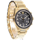 Versace Greca Dome Chronograph Black Dial Gold Steel Strap Watch for Men - VE6K00523 Authentic Buy Shop Now