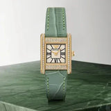 Emporio Armani Classic White Dial Green Leather Strap Watch for Women - AR11661 Authentic Buy Shop Now