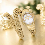 Just Cavalli Twined Mother of Pearl Dial Gold Steel Strap Watch for Women - JC1L305M0025 Authentic Buy Shop Now