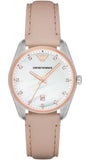 Emporio Armani Tazio Mother of Pearl Dial Pink Leather Strap Watch for Women - AR6133 Authentic Buy Shop Now