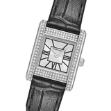 Emporio Armani Classic Crystals Silver Dial Black Leather Strap Watch for Women - AR11660 Authentic Buy Shop Now