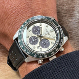 Seiko Prospex Speedtimer Solar Chronograph Ivory Dial Black Leather Strap Watch for Men - SSC943 Authentic Buy Shop Now