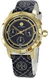Tory Burch The Miller Chronograph Blue Dial Blue Jacquard Strap Watch for Women - TBW1038 Authentic Buy Shop Now