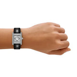 Emporio Armani Classic Crystals Silver Dial Black Leather Strap Watch for Women - AR11660 Authentic Buy Shop Now